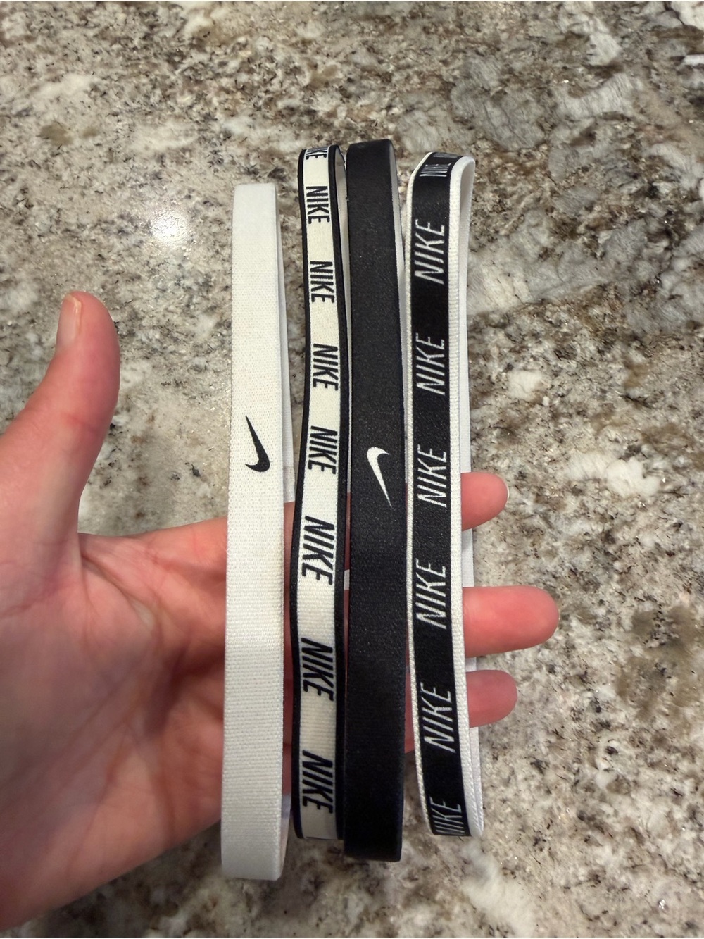 Nike Black and White Elastic Headbands - 4 Pack